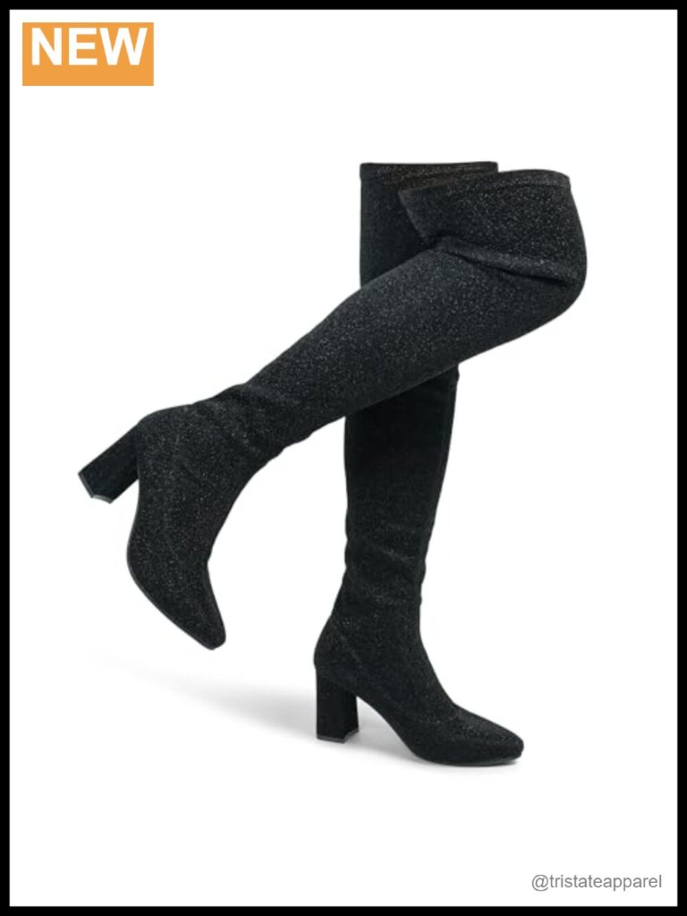 High Heel Platform Chunky Thigh High Boots Pointed Toe Block Heel Over Knee
